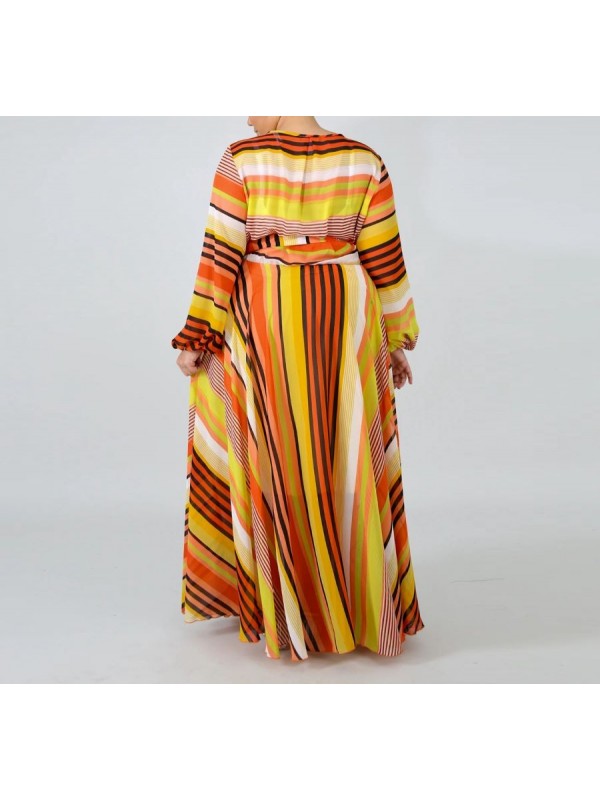 Vestito Donna Lungo a Righe Taglie Grandi Woman Oversize Maxi Dress OS120013B f2